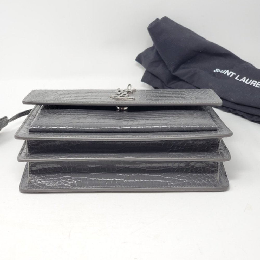 YSL SUNSET Medium Croc Crossbody Brand New - Picture 6 of 13
